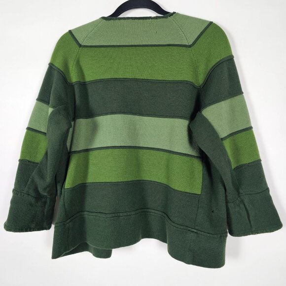 Vintage 70s 80s Silvana Wool Distressed Womens Medium Green Cardigan Sweater - Picture 2 of 9
